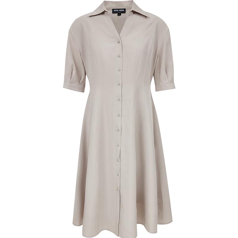 

VEROMODA 2025 Summer Lyocell Blend Waist-Cinching Solid Dress S