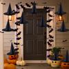 12pcs Black Halloween Witch Hats With 24pcs 3D Bats Wall Decor Halloween Costume Witch Accessories Caps Fancy For Halloween Party Decoration
