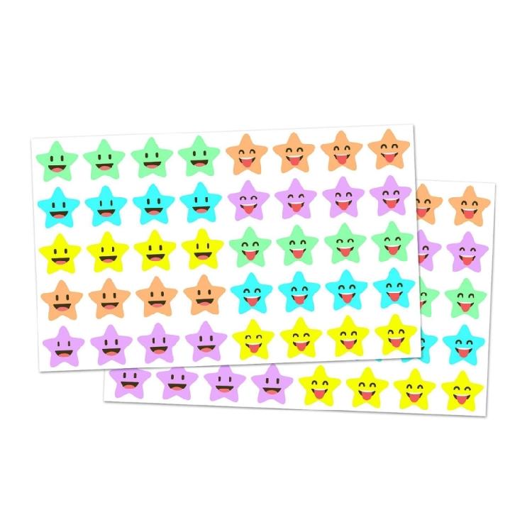 

10 Sheets Reward Sticker Scrapbooking Sticker Small Star Labels Sticker Adhesive Sticker Happy Face Sticker 1