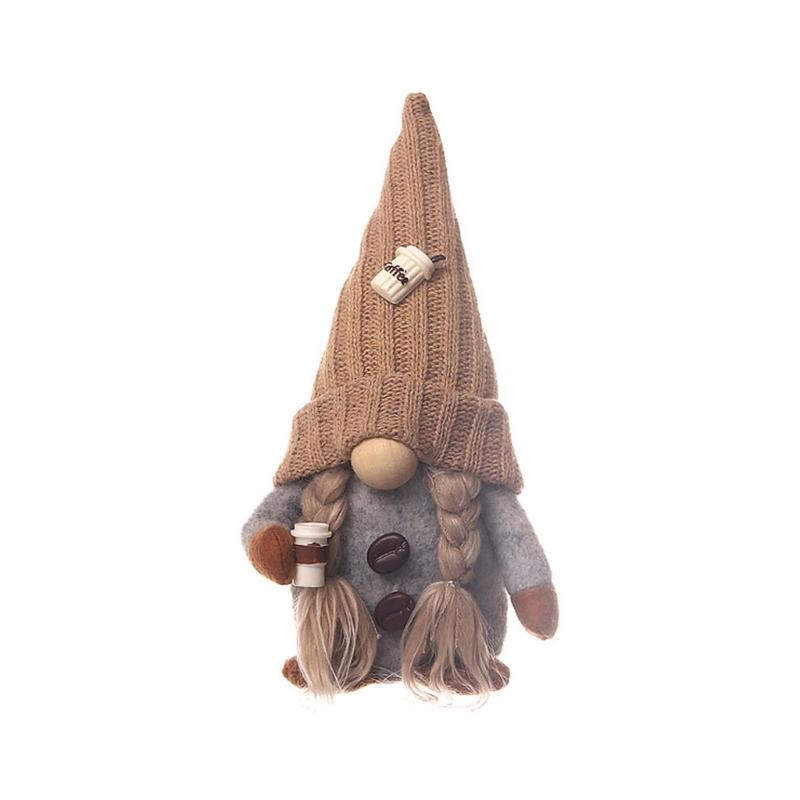 

Knitted Couple Coffee Gnome Cute Decorative Crafts for Holiday New Year Birthday Party Decoration 1