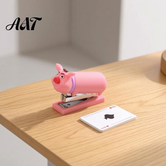 Functional Stapler for Receipts And Crafts Mini Cartoon Stapler, Cute Pig Shape, Portable Lightweight PVC Back to School Shell Binding Tool, Handheld