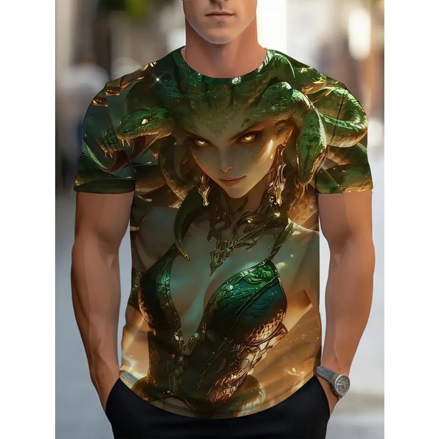 

Мужская футболка, быстросохнущие топы, летняя мода, уличные футболки с коротким рукавом, футболки с принтом змеи 3D, свободная мужская одежда S