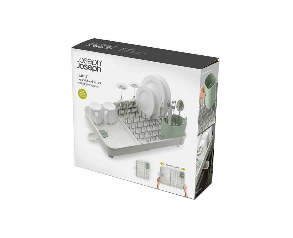 Joseph Joseph Extendable Dish Drainer, Stone/Sage, 851652 (Authentic)