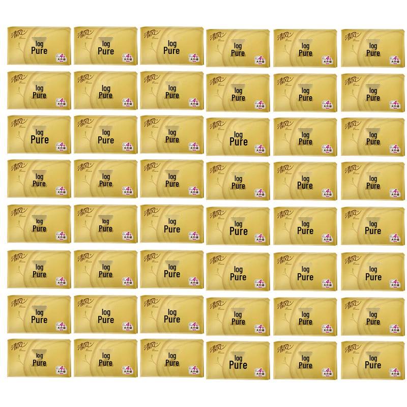 Qingfeng Golden Original Wood 4-Ply Printed Facial Tissues