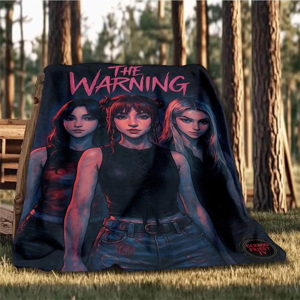 1pc Warning Band Outdoor Flannel Throw Blanket Soft, Cozy, Warm All Season, Machine Washable,