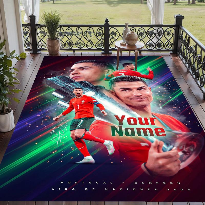 Custom Text Printed Rug Cristiano Ronaldo Non Slip Floor Carpet For Home Room Decor