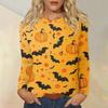 Dámská módní ležérní halenka s potiskem Halloweenu, s kulatým výstřihem a dlouhým rukávem