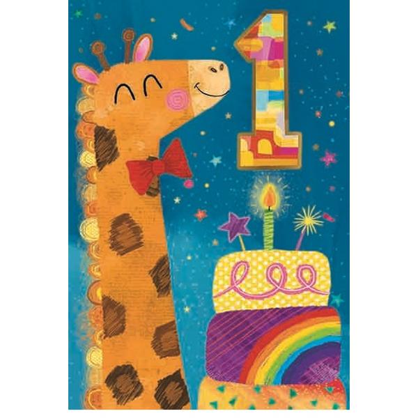 Simon Elvin Giraffe 1st Birthday Greetings Card (Pack of 6)