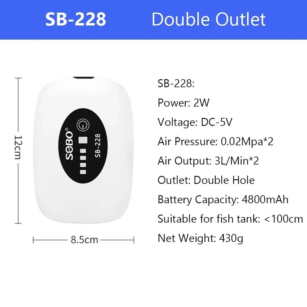 Portable Rechargeable USB Fish Tank Air Pump 4800mAh Battery Silent Oxygen Pump with 1M Tube for Aquarium Outdoor Breeder Tanks