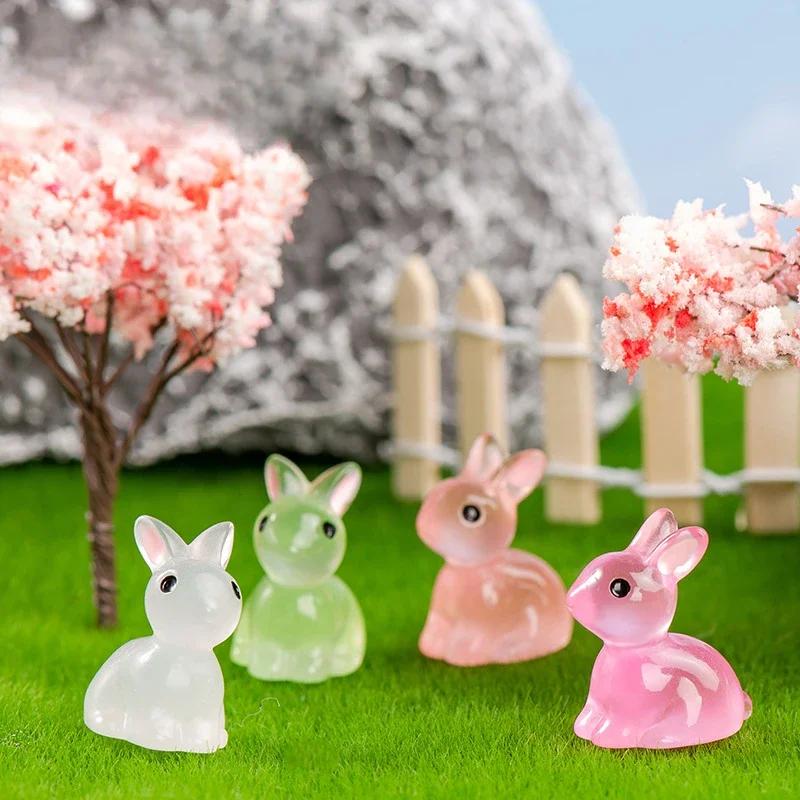 Cute Luminous Mini Rabbit Ornaments Multicolor Bunnies Microlandscape Gardening New Home Decor Fairy Miniature Figurines