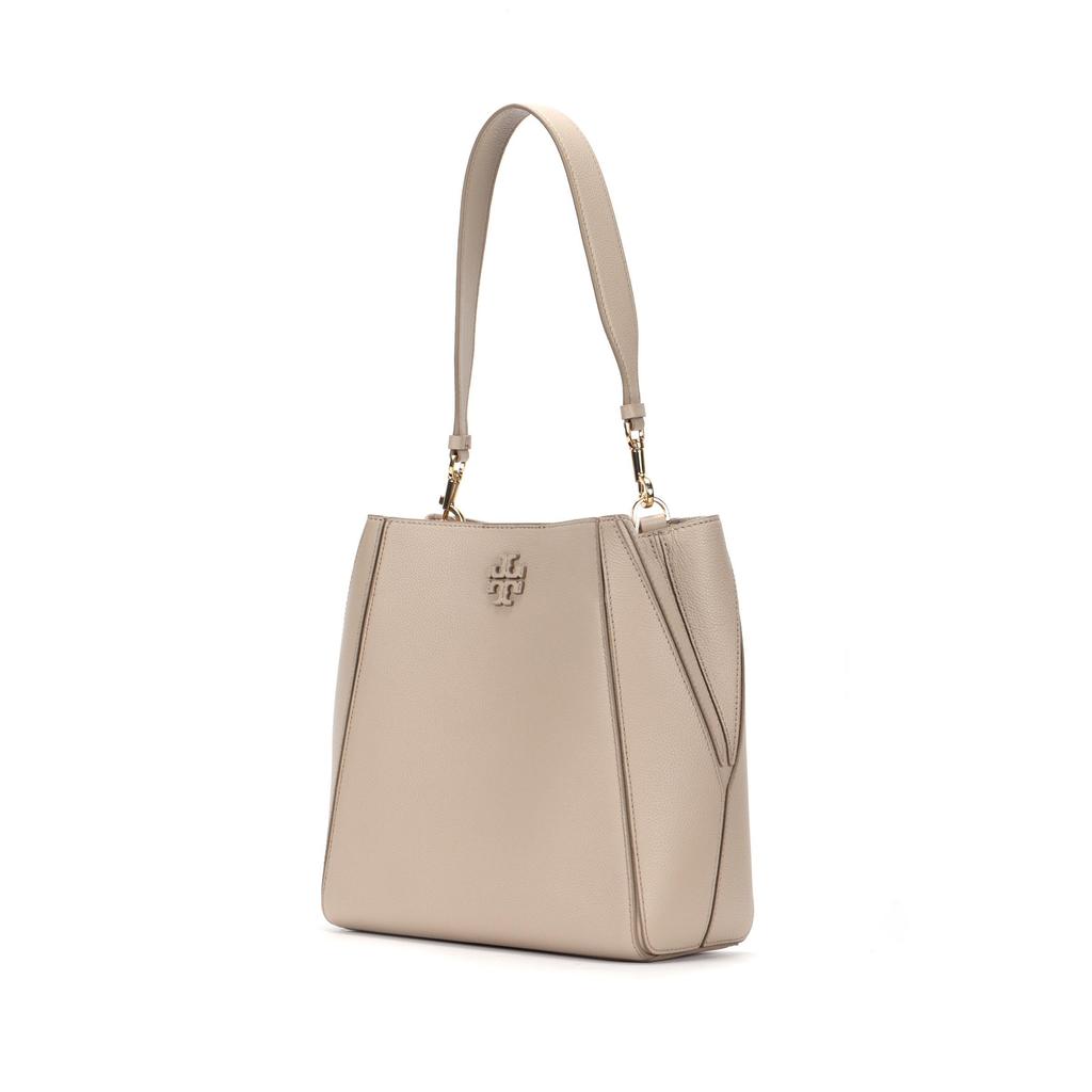 Tory Burch Mcgraw Logo Magnetic Snap Bucket Bag Women Bags Clay-Gray 158499-200