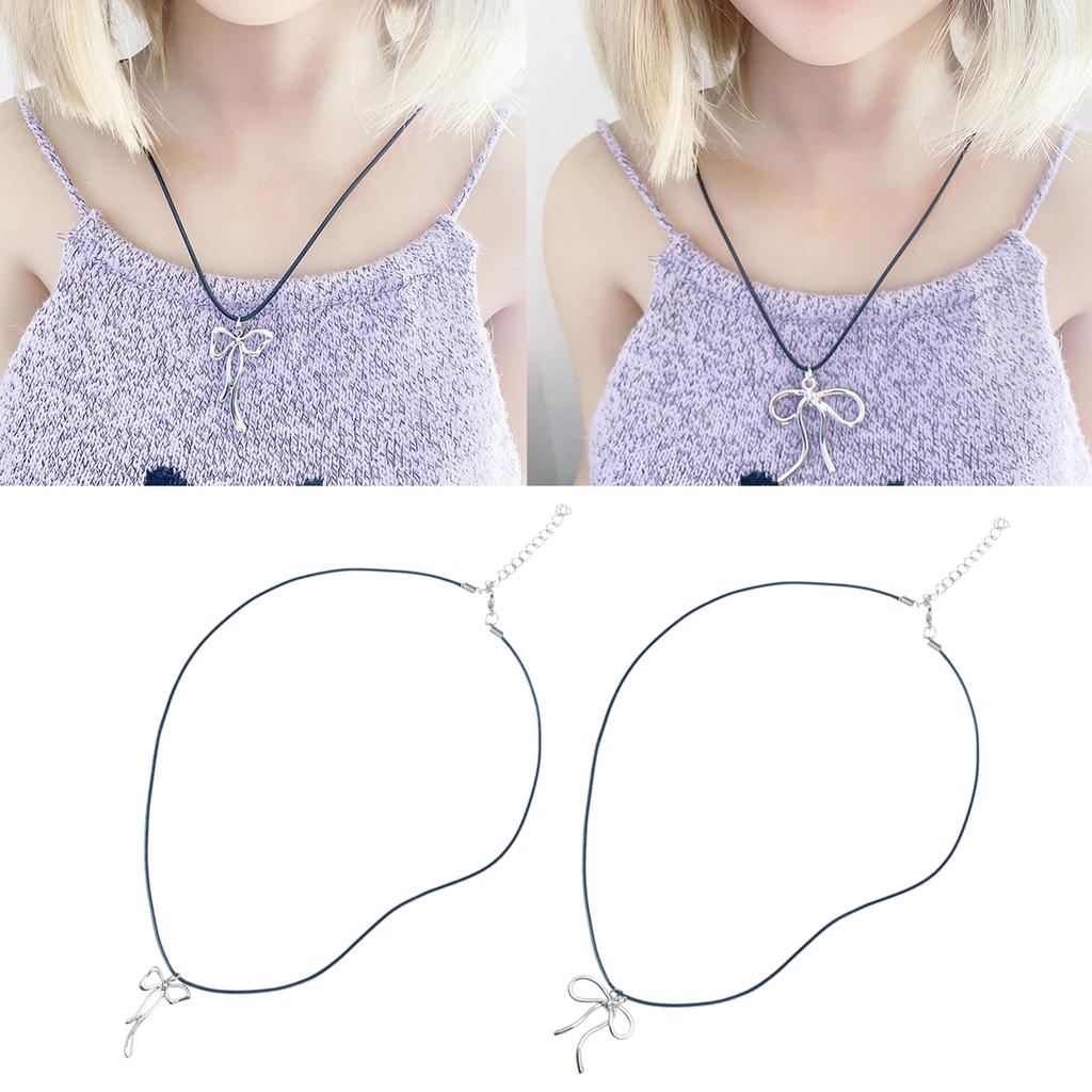 Elegant Butterfly Necklace Bowknot Pendant Neckchain Adjustable Chain Choker Handmade Collarbone Chain Gifts for Women