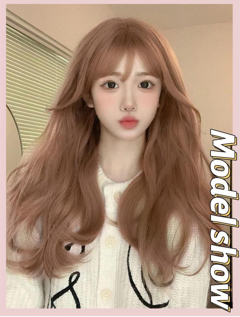 Orange Lolita Long Curly Wig for Women - Big Wave Summer Full Headpiece