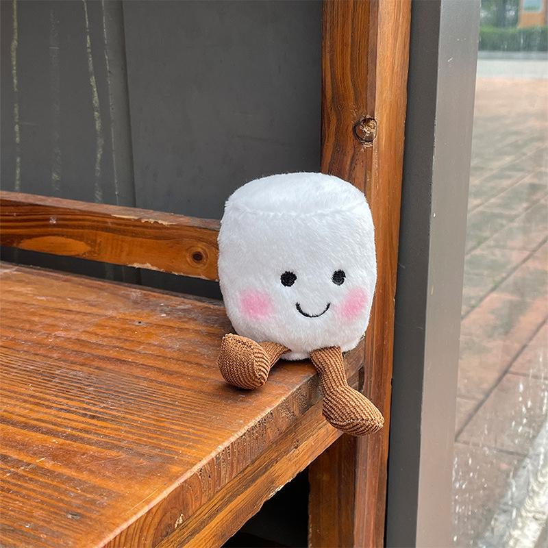 Roztomilá dvoubarevná plyšová hračka marshmallow přívěsek na klíče kreslená měkká vycpaná panenka přívěsek kroužek na klíče od auta dekorace na batoh dárek pro dítě