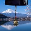 Lucky Cat Rearview Mirror Pendant with Five Emperors Feng Shui Co, Brass Maneki Neko Charm for Good Luck and Wealth, Tassel Hanging Decoration, Car