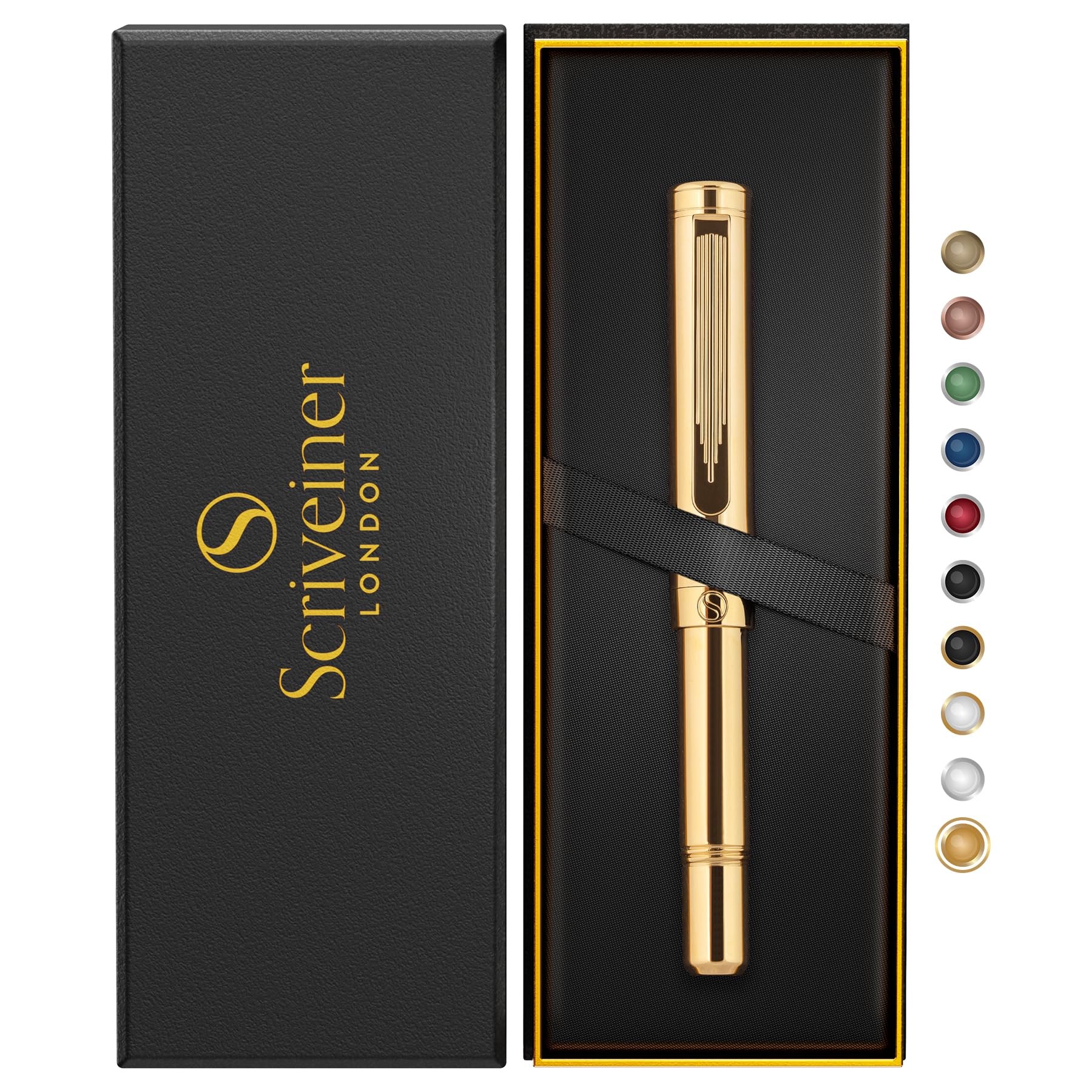 

Scriveiner Heavy Gold Rollerball Luxury Pocket Pen with 22K Gold Plated Finish and German Schmidt Perfect EDC Writing Pen Gift a Fancy Office Pen for золотий
