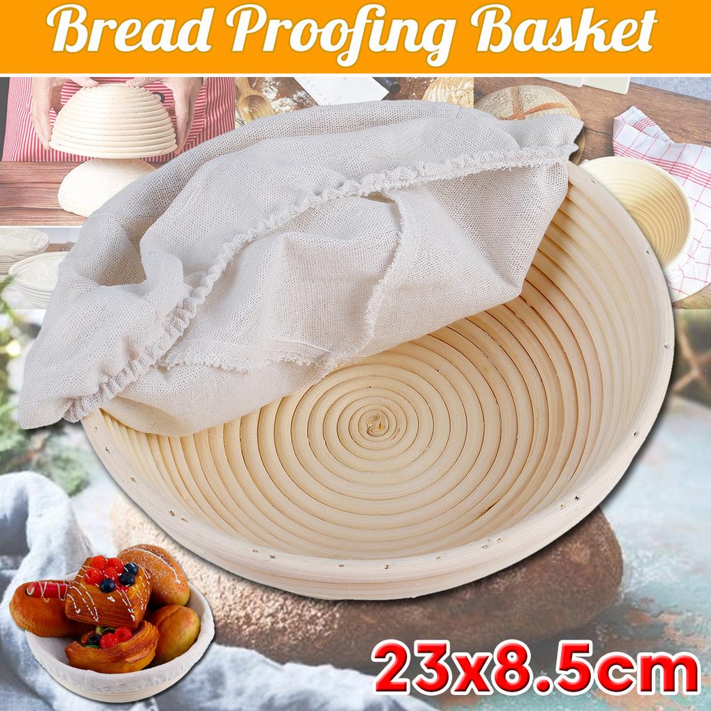 Buy 23.5cm Round Rattan Bread Proofing Basket With Cover Sourdough
