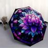 1pc Lotus StainedGlass Compact Travel Umbrella, Automatic Folding Lightweight Windproof 8-Bone Reinforced Design, Portable for Backpack Dura
