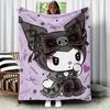 Kuromi Dark Gothic Coral Fleece Air Conditioning Thickened Throw Blanket 100 Polyester Super Soft Plush For Bed Sofa Office Nap