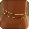 Gold Anklets for Women Waterproof Anklet Beaded Bracelets Stackable Bracelets Gold Plated Jewelry Gifts Non Tarnish Lightweight