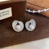 Light Luxury Pearl Stud Earrings Rhinestone Women Ear Jewelry Bright Pearl Ear Studs  Girls