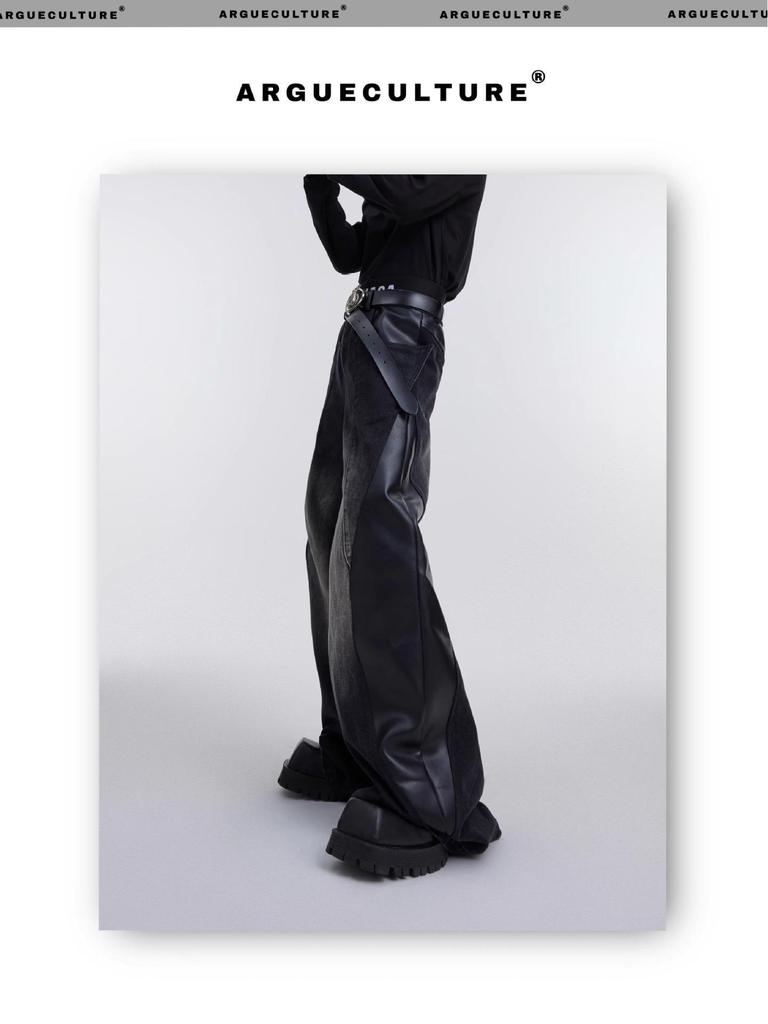 Men's Black Washed Straight Jeans - High Street Style for Autumn/Winter