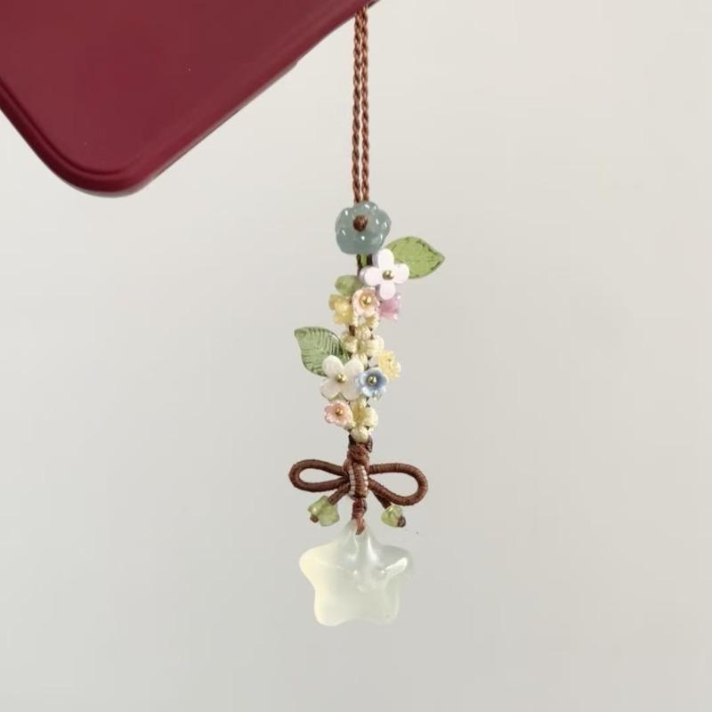 Nuevo Estilo Chino Hielo Transparente Estrella Flor Colgante Dulce y Lindo Colgante para Bolso de Móvil