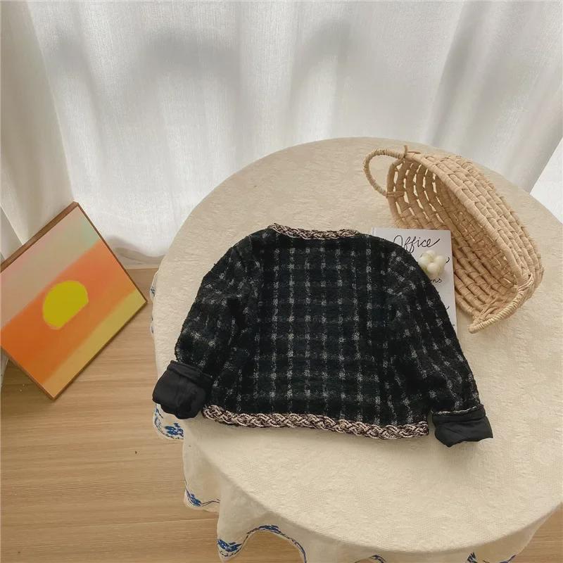 Cardigan à carreaux pour bébé fille printemps 2023 - Manteau court de style coréen