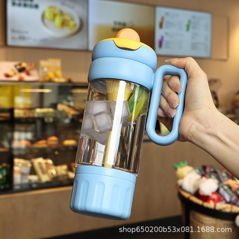 Water bottle high value Bingba cup large capacity high temperature resistant tea separation straw water cup outdoor portable plastic cup kettle