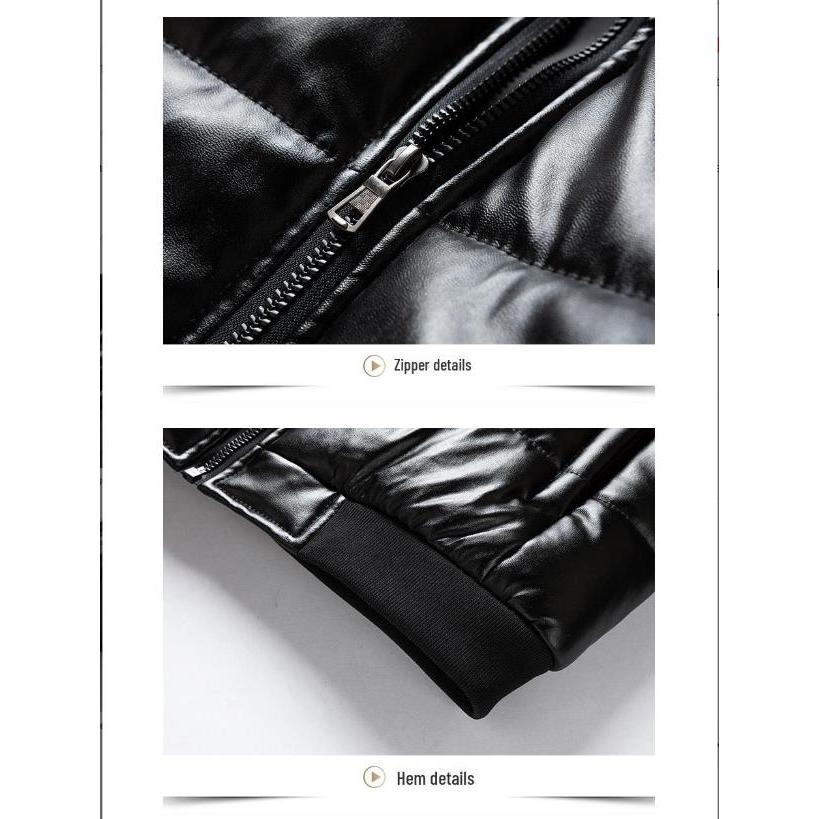 Winter Men's Leather Cotton Jacket Thick Fur Collar Jacket Thickened Warm Jacket