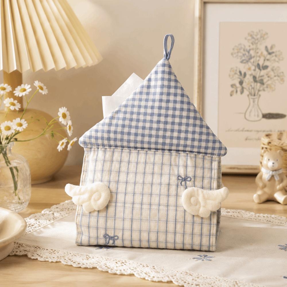 Wings Tissue Box Cover Stripe Grid Napkin Holder Decorative Hanging Tissue Holder Bathroom