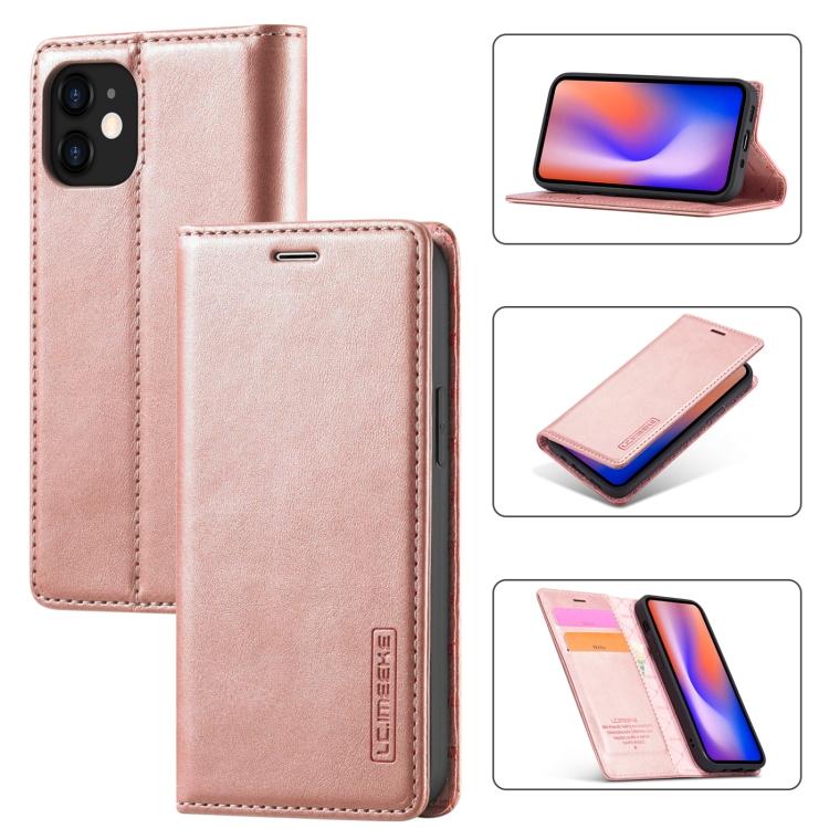 Per iPhone 12 mini LC.IMEEKE Magnetismo Forte Ultra-sottile Custodia a Flip Orizzontale Antiurto in TPU Opaco + Pelle PU con Supporto e Slot per Schede e Portafoglio