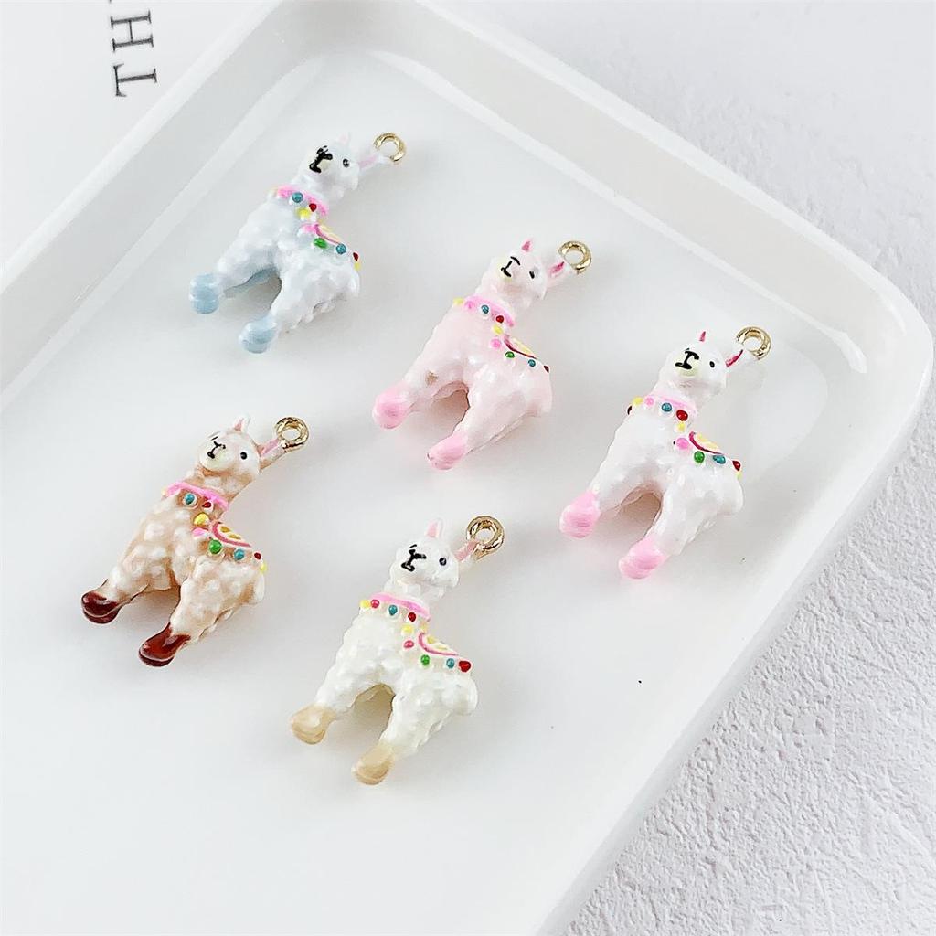 Kleurrijk 3D Alpaca Cartoon Bedeltje Hanger voor DIY Sieraden Armband Ketting
