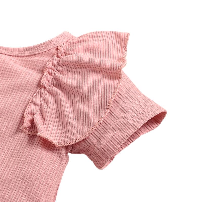 Ins Εκρηκτικό Καλοκαιρινό Σετ Μωρού Κοριτσιού Γλυκιά Δύο Τεμαχίων Ολόσωμη Φόρμα Μονόχρωμη Με Φιόγκο Φλοράλ Παντελόνι