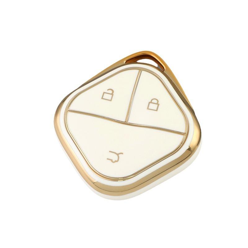 2023 Wuling Bingo TPU Key Cover with Gold Edge, Soft Rubber, Sunny Sky Design, New Energy Vehicle Protective Shell.