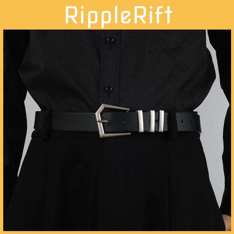 Vintage Black Belt With Stylish Metal Buckle For Trendy Minimalist Fashion