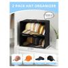 A25F-For Baseball Caps Front-Opening Hat Organizer 2 Pack, Stackable Rigid Clear Window Hat Storage Box