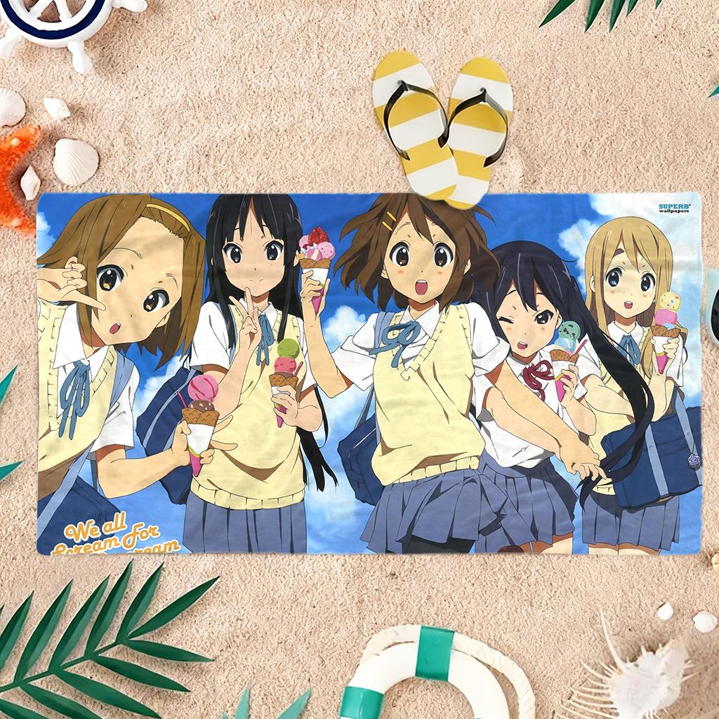 VIKAMA K-ON! Cartoon Beach Towel Quick-drying Super Absorbent Suitable for Beach Vacation Pool Summer Funny Gift for Friends