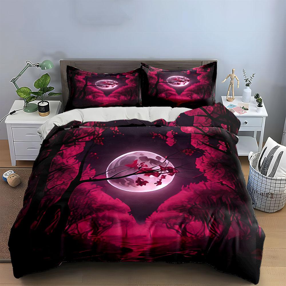 Moonlit Forest Art Decor Set Soft Comfortable Duvet Cover Bedding Set Included 1*Duvet Cover & 2*Pillowcases, Gift