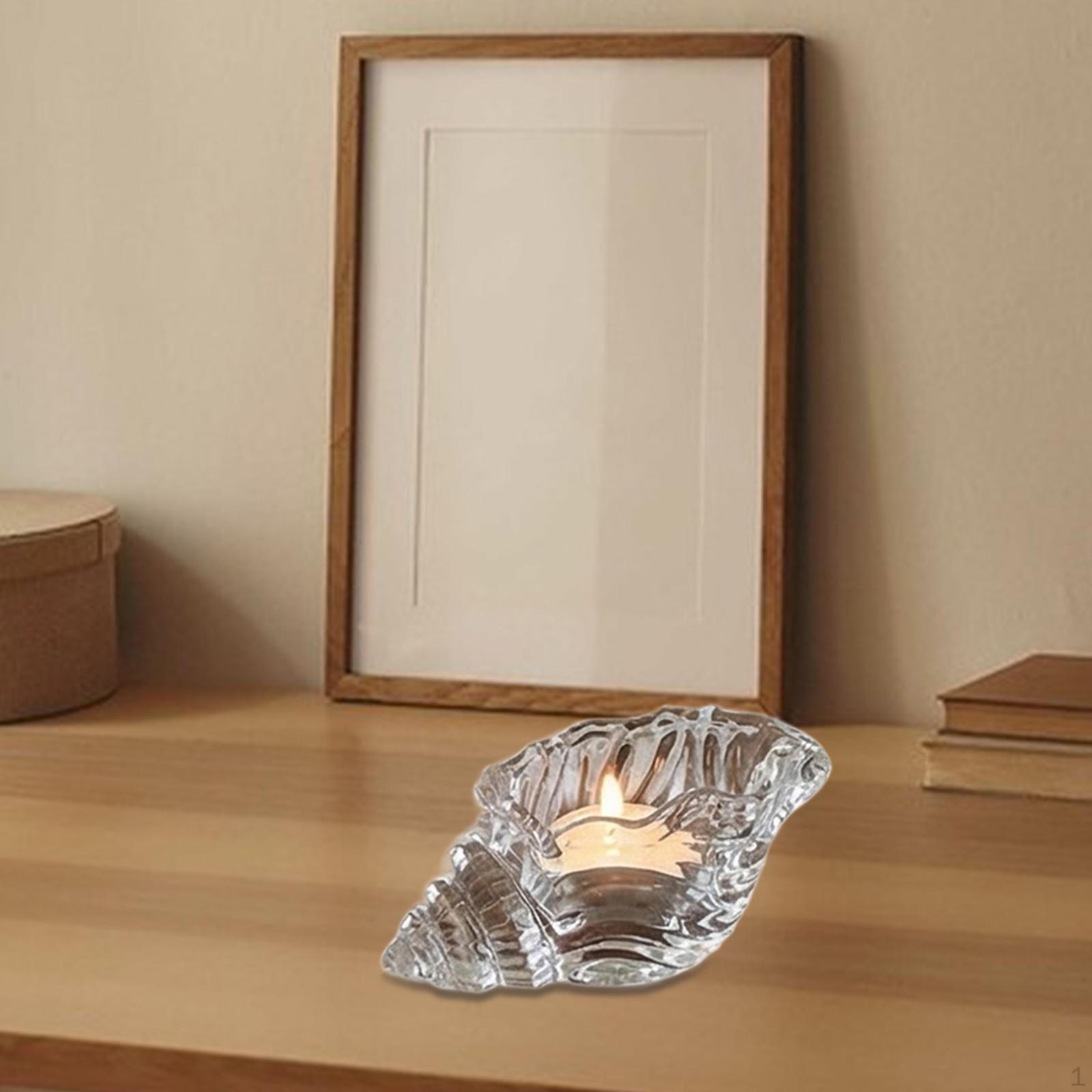 

Glass Tea Light Holder Clear Conch Candle Stand for Parties Christmas Wedding Dining