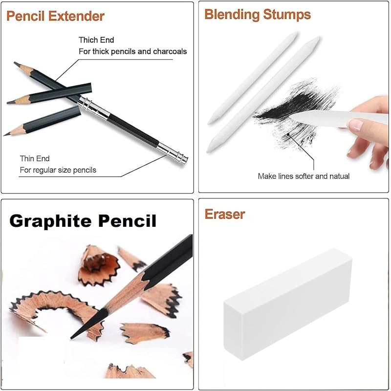 Corslet 41 Pcs Professional Drawing Supplies Sketching Art Kit Pencil Set With Tools Pouch Complete Artist Charcoal Sket