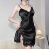 Sleek Lace Satin Camisole Nightgown: Women's Deep V Slit Pajama & Homewear Set