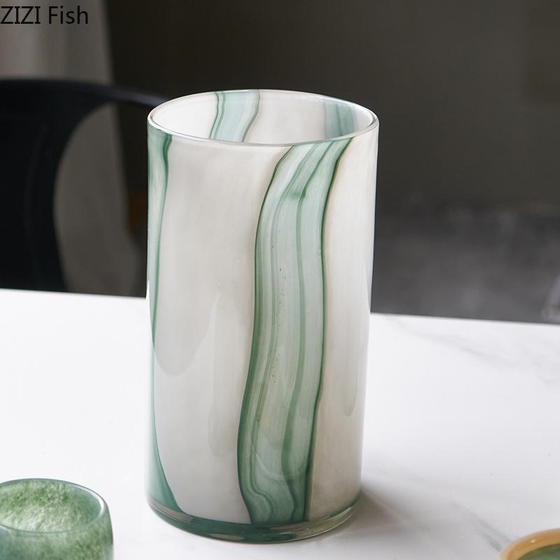 Grün Farbverlauf Bemalte Glasvase Hydroponischer Pflanztopf Tischdekoration Blumenarrangement Blumenvase Raum Ästhetische Dekoration