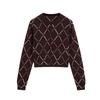 Spring New Women's Clothing Commute Style Single-Breasted Wool Blended Diamond Pattern Knitting Cardigan 5661643