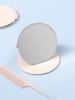 Ivory Portable Round Stand Mirror with Cover