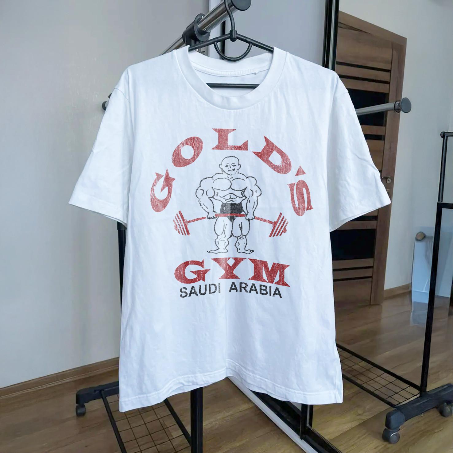 90s Gold S Gym Saudi Arabia Aged T-Shirt White M 3XL