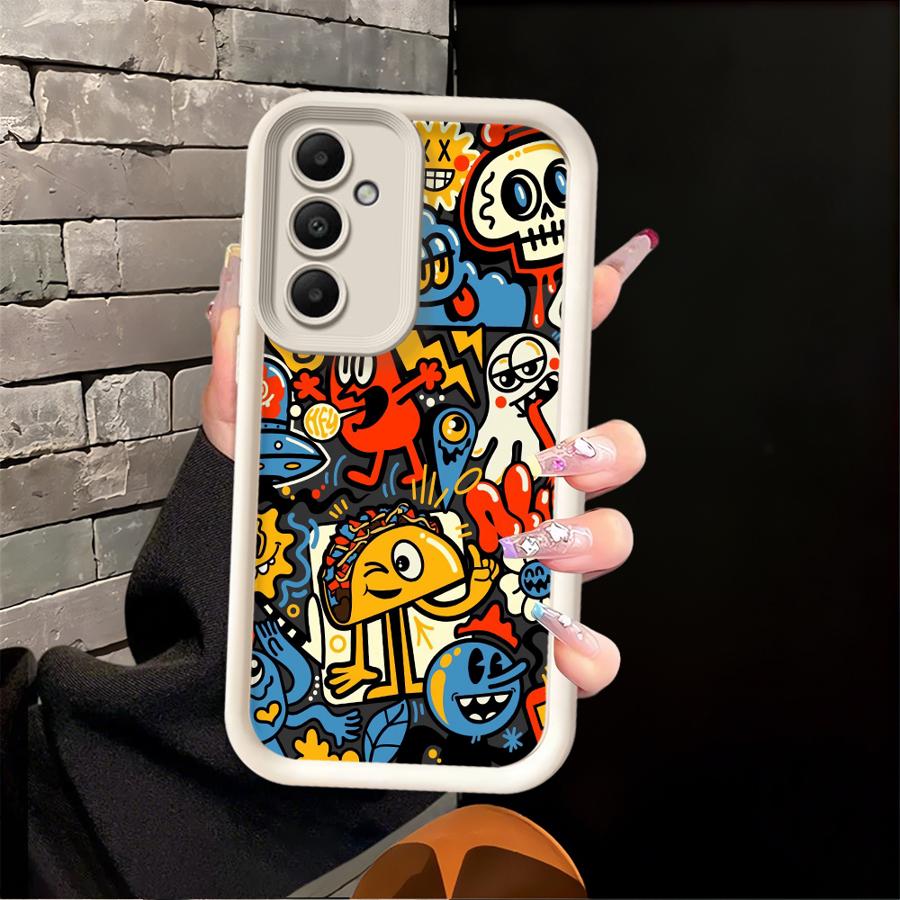 Handyhülle Case für Samsung Galaxy A16 A56 A51 A73 A23 A12 A13 A71 A72 A26 A32 A15 A35 A36 A53 A54 A34 Rotes Graffiti Muster