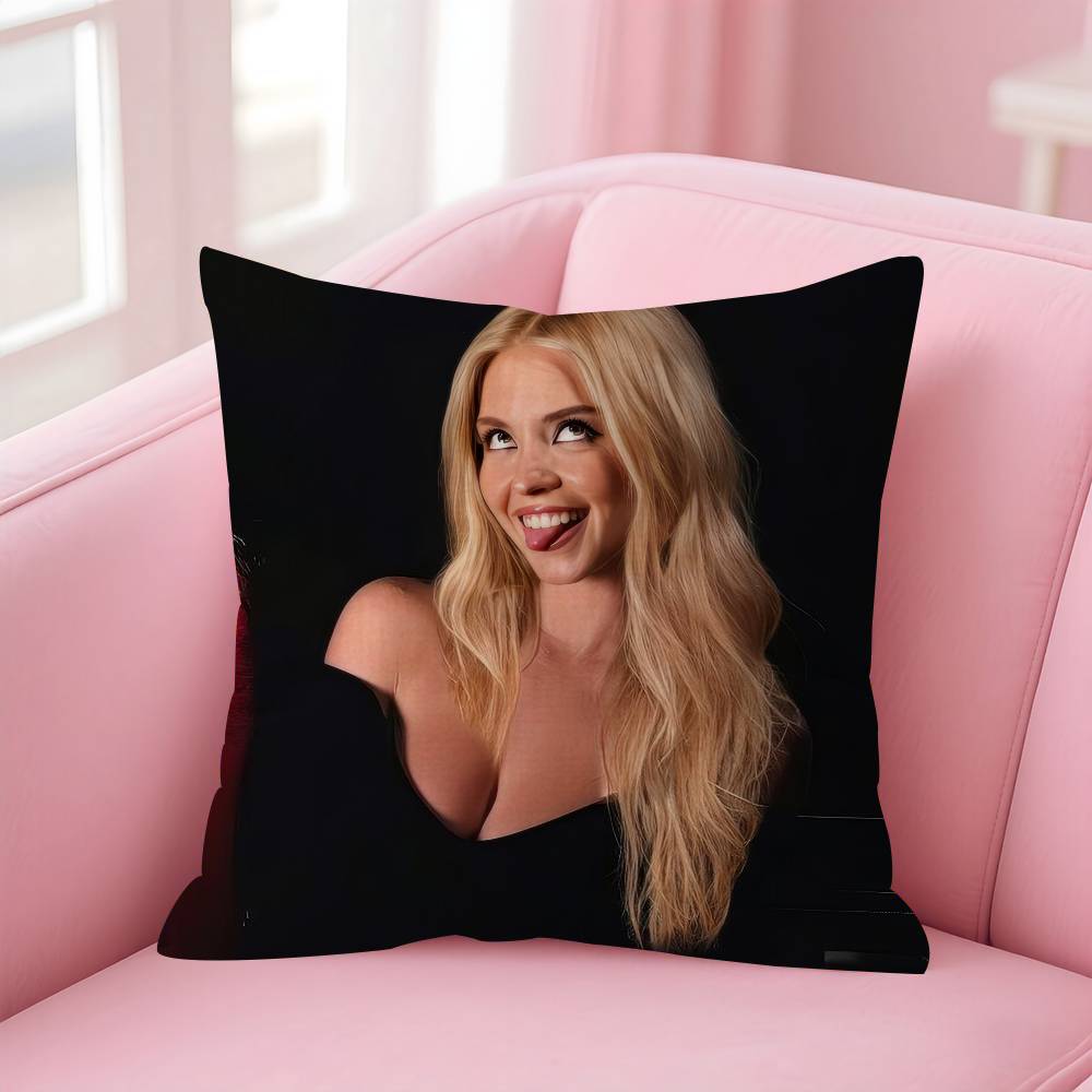 Actor Sydney Sweeney Cushion Cover Car Throw Pillow Case For Sofa Car Christmas Gift