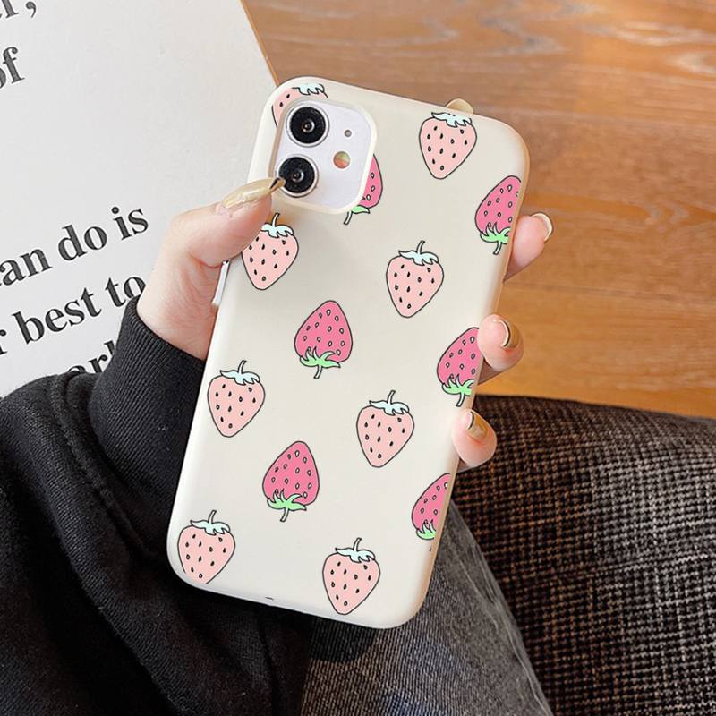 Peach strawberry Phone Case Soft Solid Color for iPhone 11 12 13 mini pro XS MAX 8 7 6 6S Plus X XR