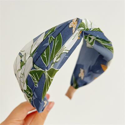 Stoff Geknotete Breite Stirnbänder Für Frauen Mädchen Kopfschmuck Vintage Blume Stirnbänder Weibliche Haarbänder Kopfreifen Haaraccessoires